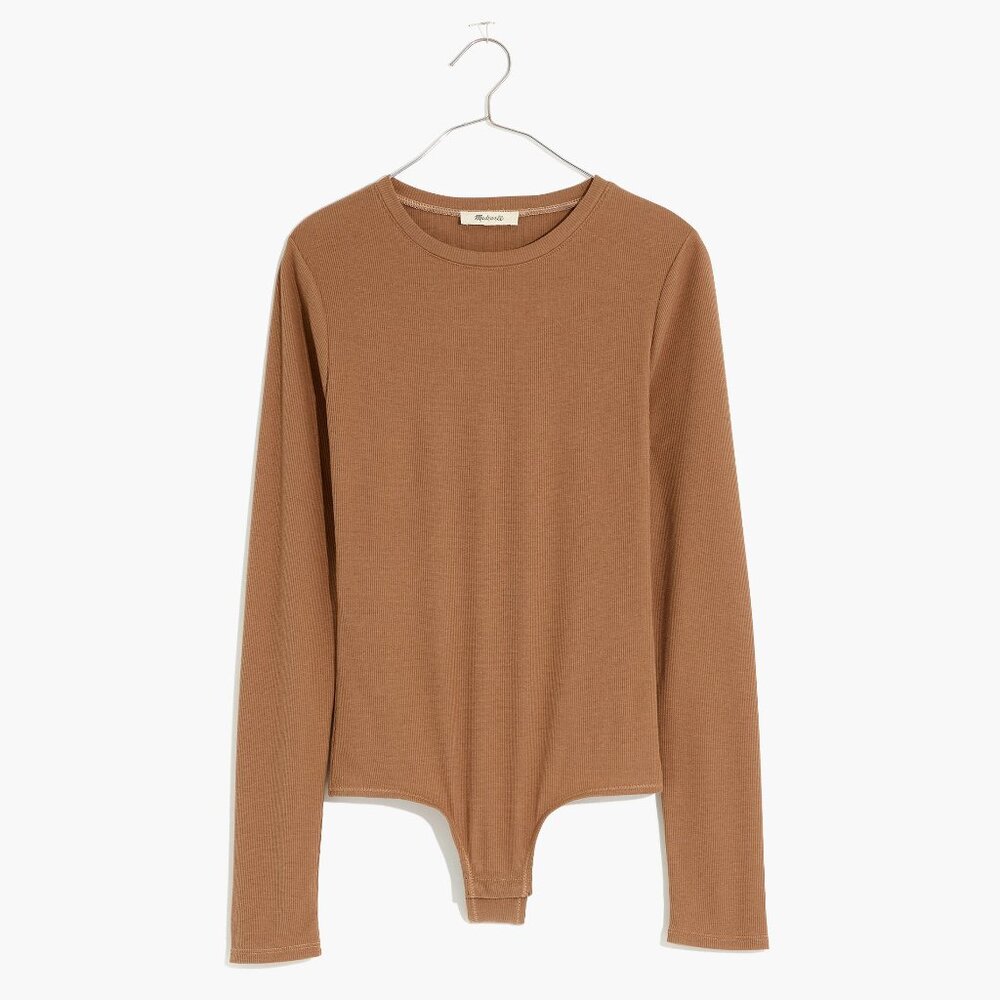 Madewell Brown Long Sleeve Bodysuit